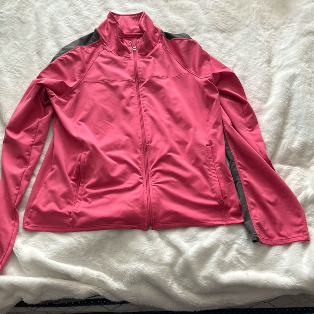 tek gear Hot Pink Full-Zip Utility Jacket with Gray Accents